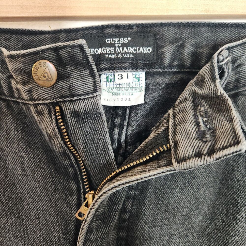 Vintage Guess Jeans Georges Marciano High Rise Slim Tapered Black Denim 30x32 - Picture 4 of 10